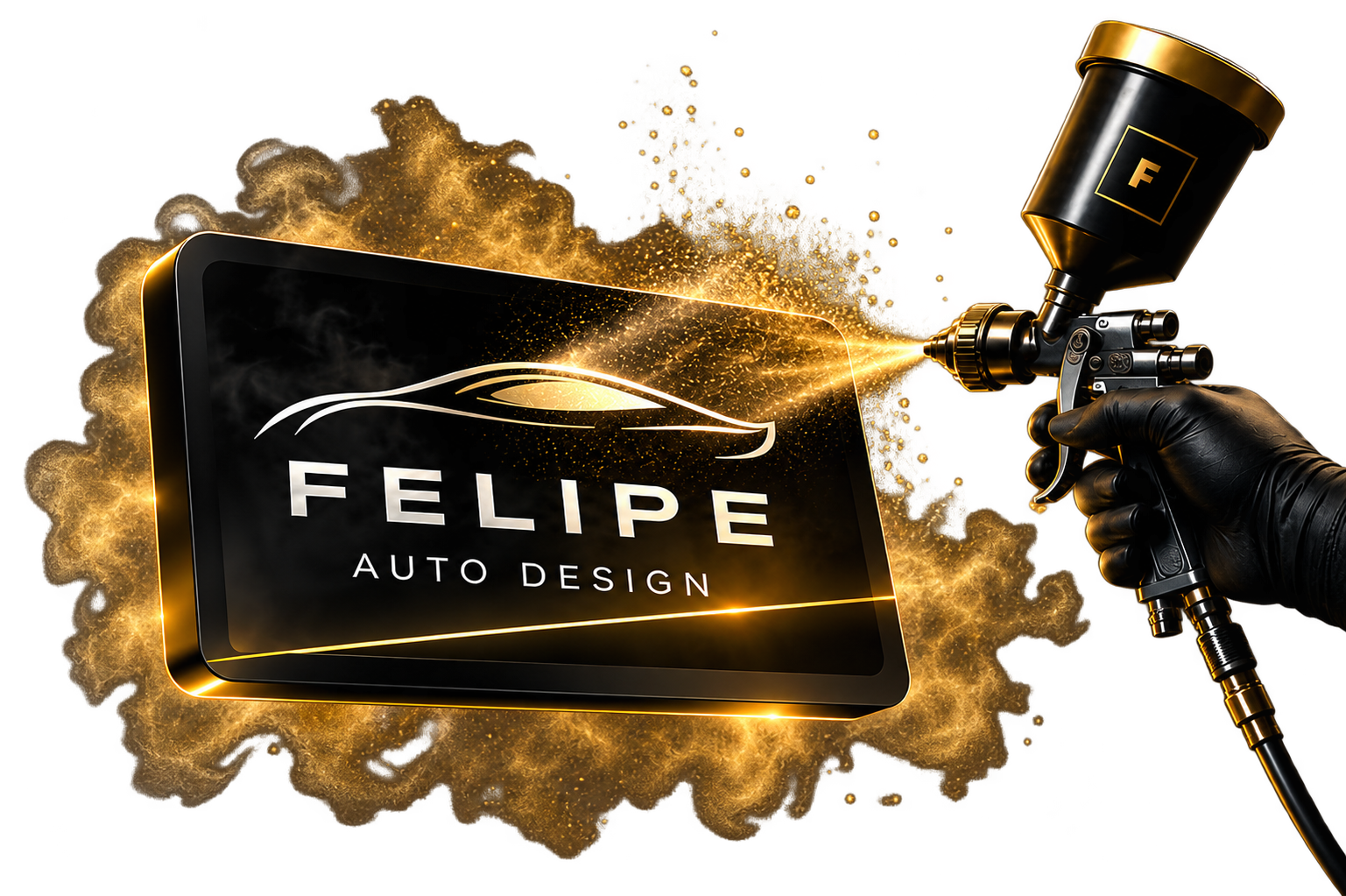 Felipe Auto Design com pistola de pintura automotiva